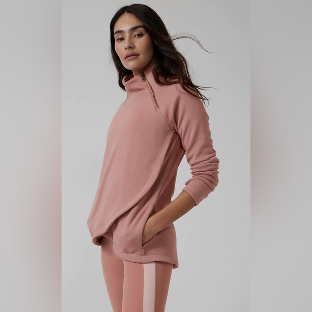 Athleta Cozy Karma Asymmetrical Pullover in Palermo Pink, Size Extra Large XL